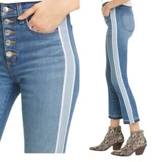 Veronica Beard Size 26 Jeans High Rise Baby Boot Cut Tuxedo Stripe Carolyn
